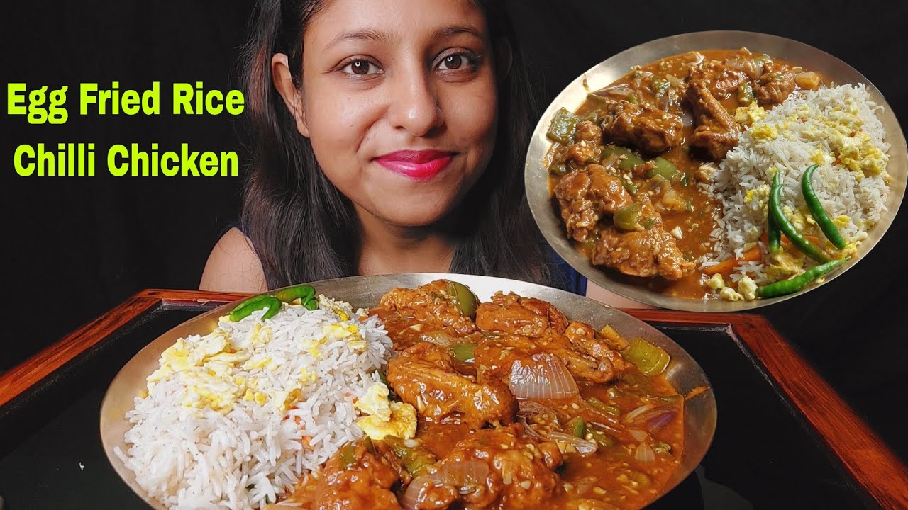 Eating Show - Egg Fried Rice, Chilli Chicken | Mukbang | Poulamieatingshow