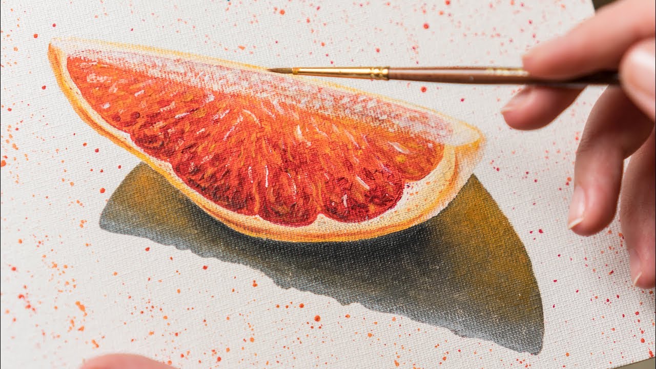 Кусочек грейпфрута на солнце - Рисование акрилом / Homemade Illustration