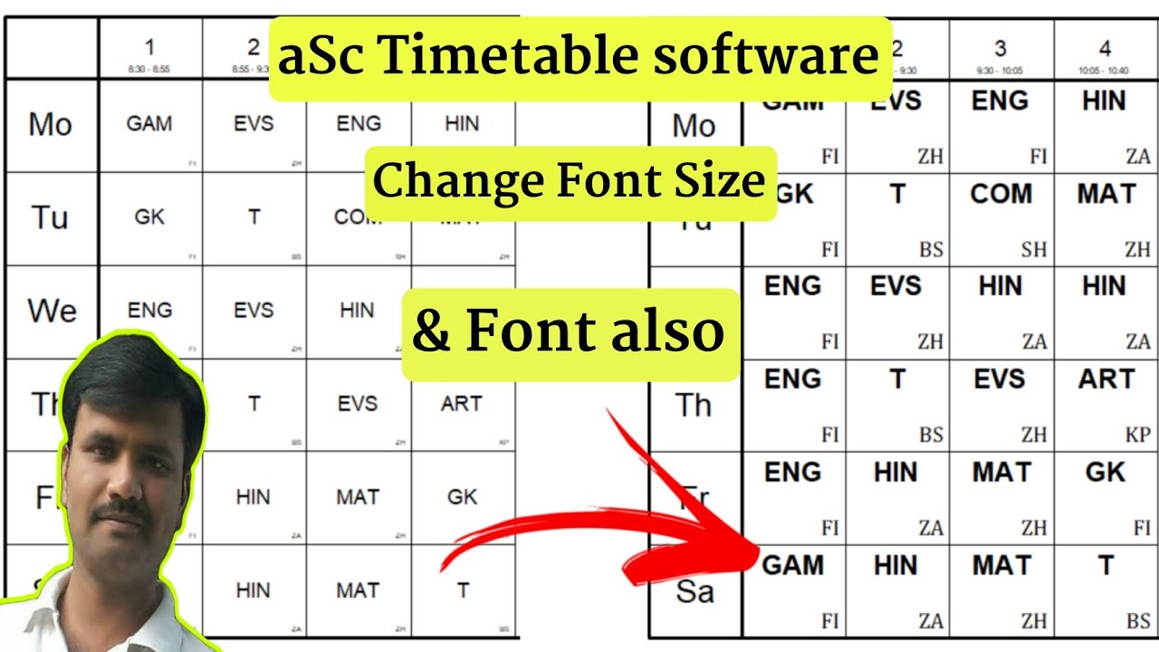 aSc Timetable software :- How to increase or change font size