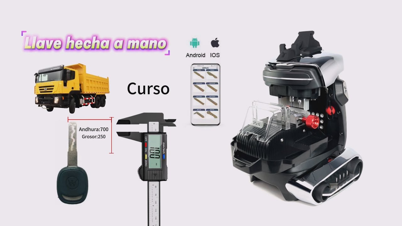 How to make keys with 2M2 TANK2 PRO key cutting machine [Spanish]