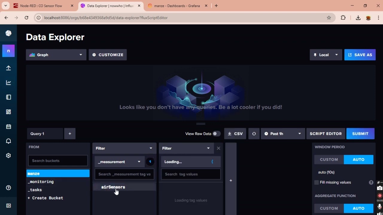 Connecting NODE-RED, GRAFANA, and INFLUXDB