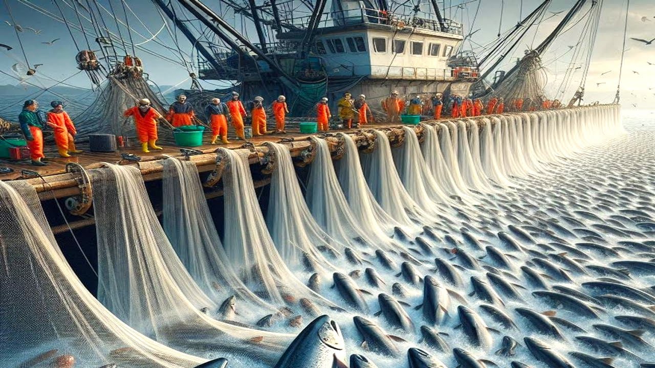 Fishermen Catch Hundreds of Tons of Tuna This Way - Amazing Big Net Fishing Tuna