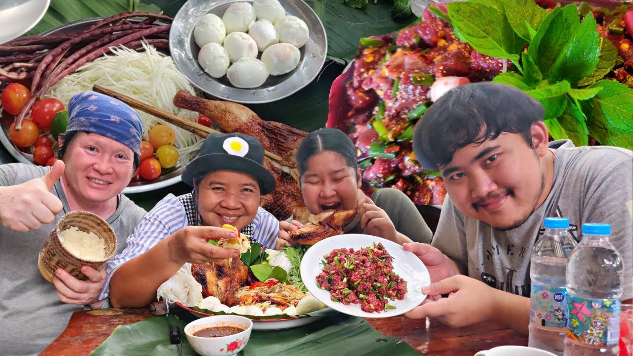 ส้มตำปลาร้าโหน่ง l ไก่ย่าง l ก้อยแซ่บๆ กับครอบครัวตัวน้อยๆ l สไตล์นายฮ้อยเผือก