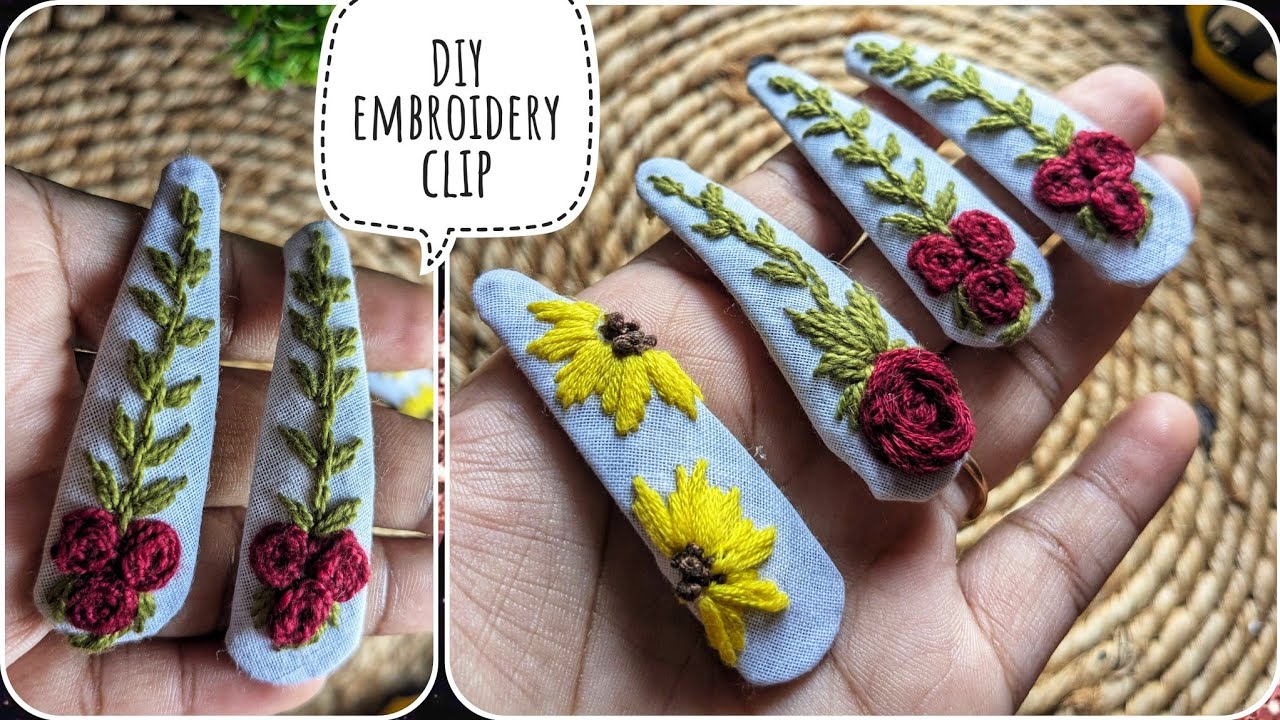 Trying Embroidery hair clip at home for the first time