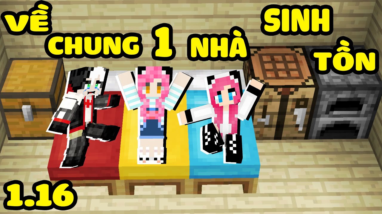 PANDA THỬ TH&Aacute;CH SINH TỒN 1.16 TRONG MINECRAFT TẬP 2*REDHOOD MỀU V&Agrave; CHỊ PANDA VỀ Ở CHUNG 1 NH&Agrave;