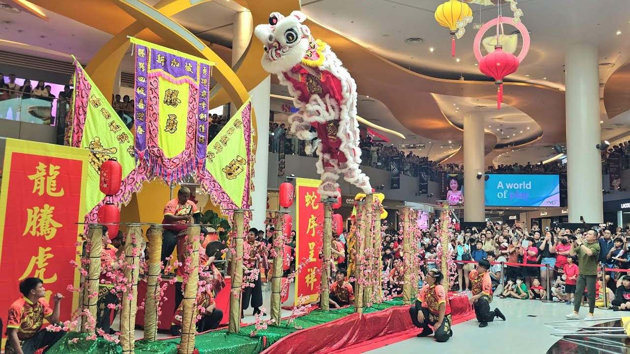 2025 lion dance on high poles feat. snake dance at VivoCity