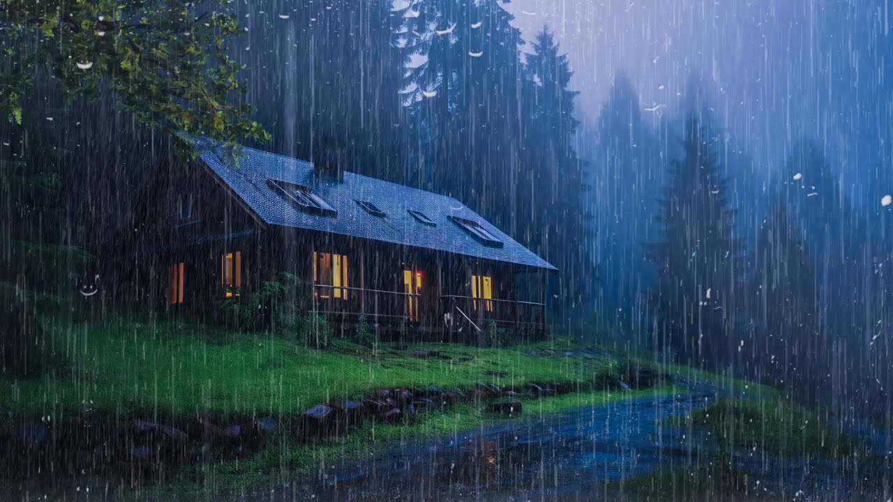 Rain On An Ancient Roof For Sleeping - Deep Sleep With Heavy Rain & Thunder Sound At Night, Relax