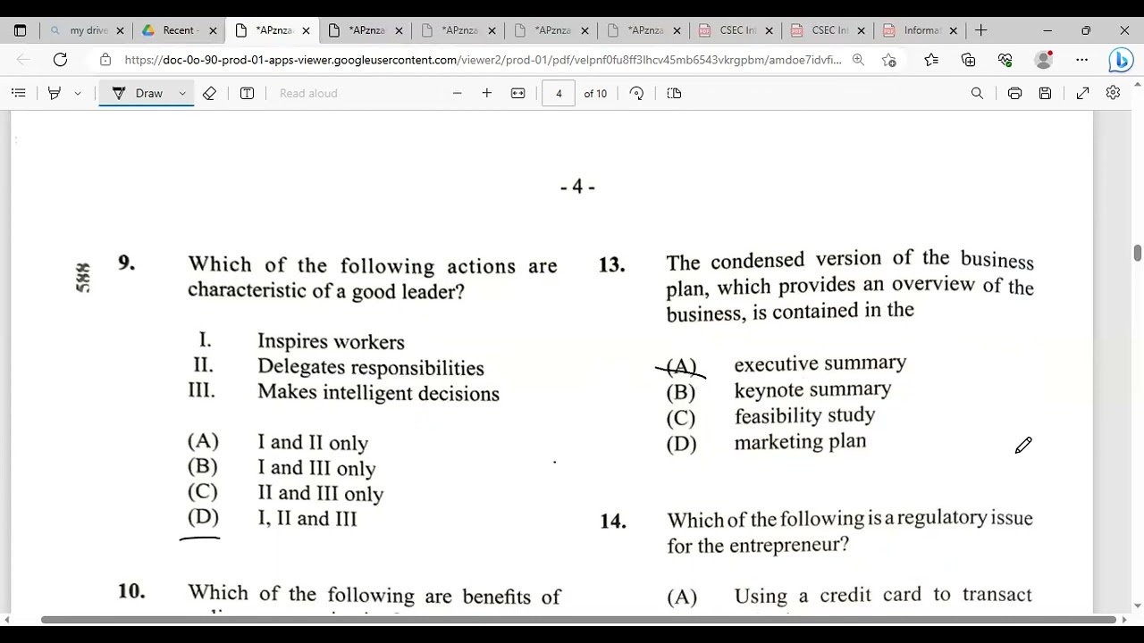 POB CXC  2023 solution, how many you got correct