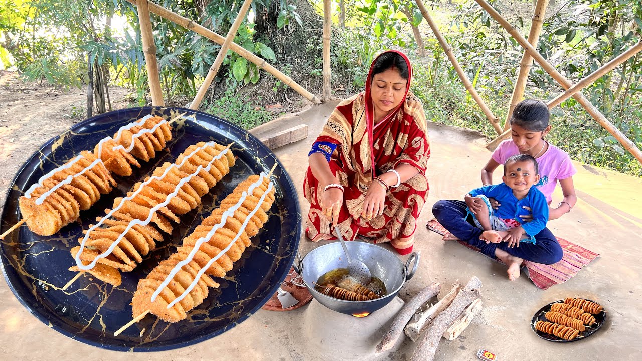 মেশিন ছাড়াই নিখুঁত স্পাইরাল পটেটো তৈরী করলাম বর্ণিতার জন্য / Spiral Potato/ Potato Twister Roll