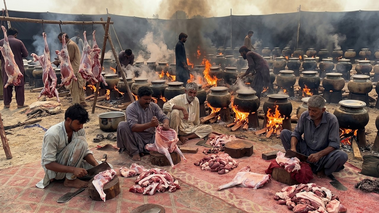 Grand Luxury Wedding Feast for 10,000+ Guests | Massive Mutton, Camel & Beef Qorma Preparation