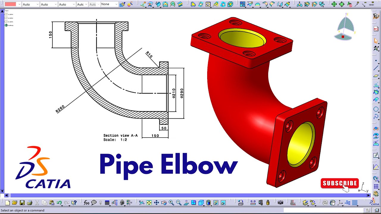 How to Create a Flanged Pipe Elbow Using CATIA Mechanical Part Design | CATIA V5 Tutorial ⚙️