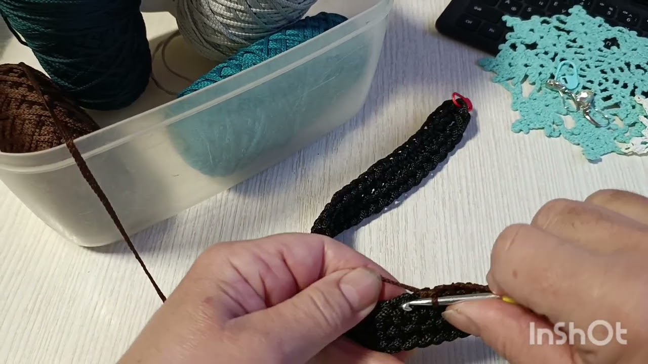 Учусь вязать крючком. Сумка из остатков шнура