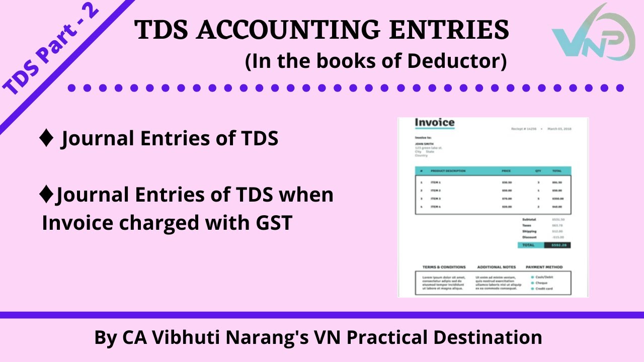 TDS Journal Entries In the books of Deductor // TDS Journal Entries With GST