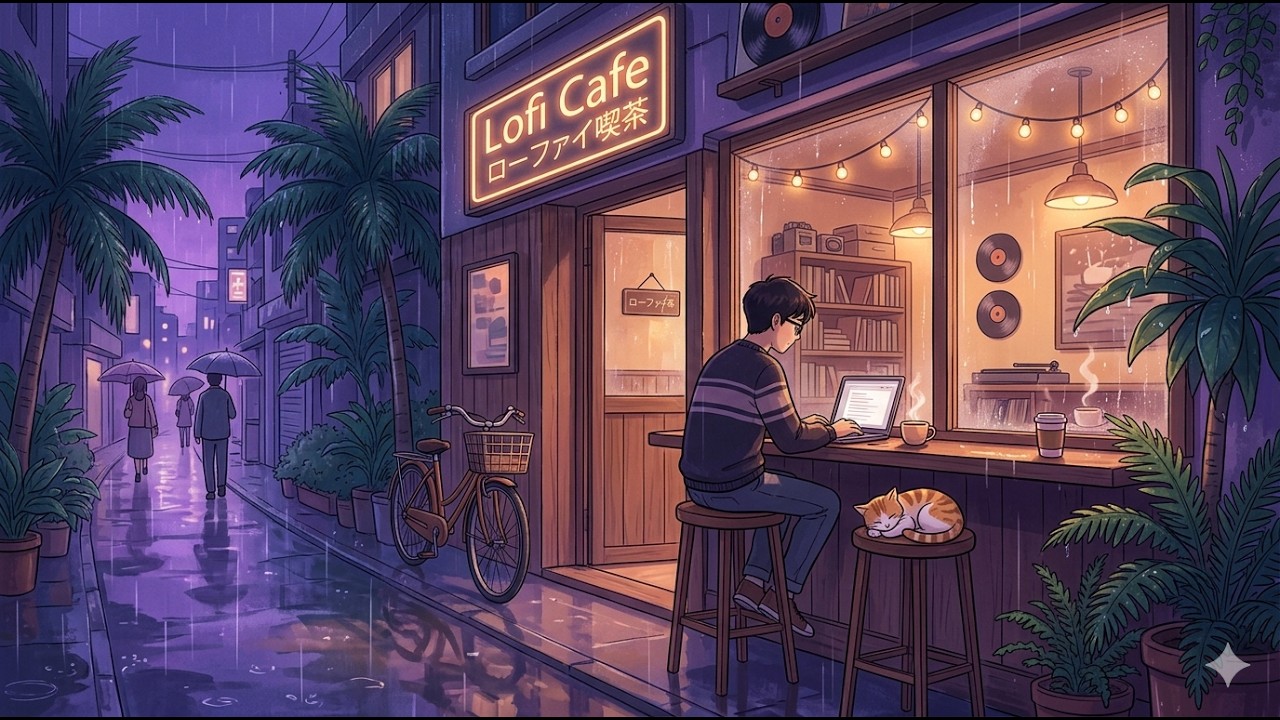 Warm Street Rain Lofi Hip Hop Beats | 80s & 1990 | LOFI Cafe