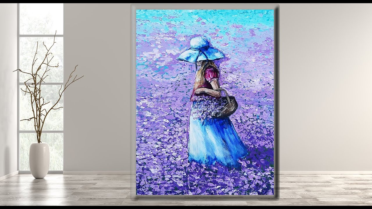 Girl in Lavender for Beginners/ Step by step /acrylic painting /MariArtHome