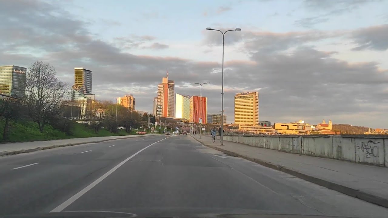 Peaceful golden hour drive in Vilnius.