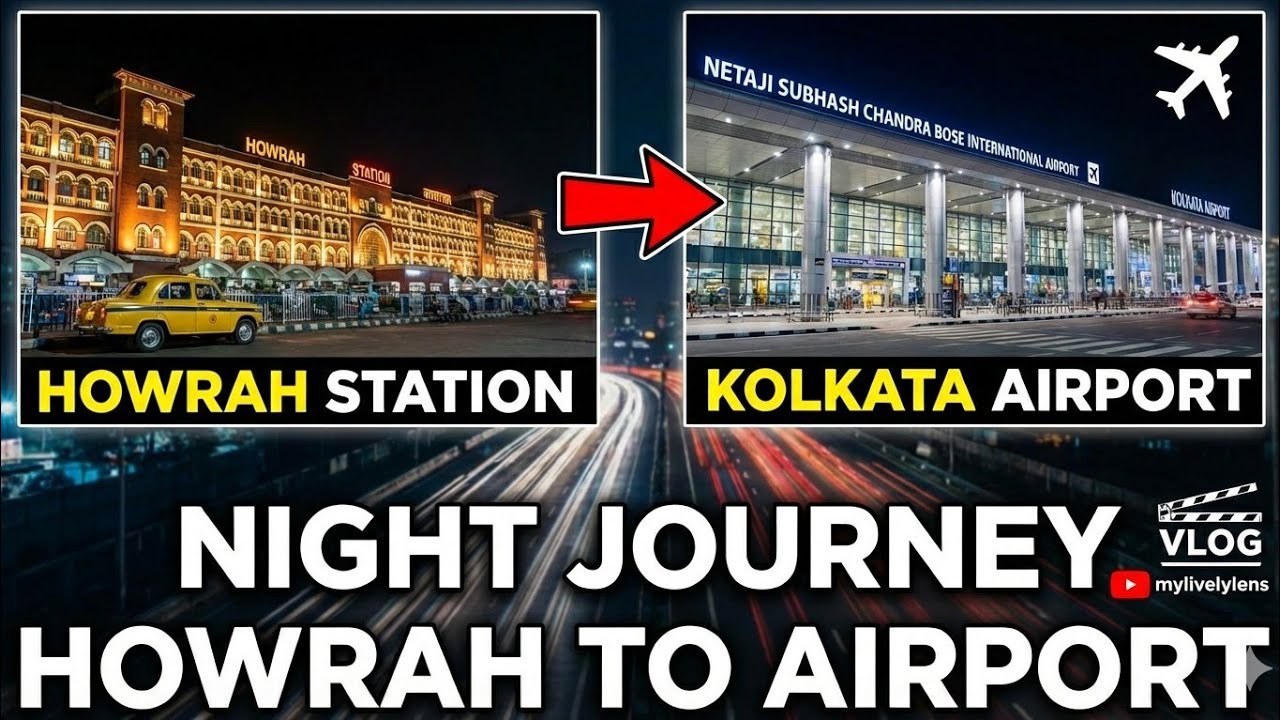 Night Journey from Howrah Station to Kolkata Airport | Kolkata City Roads at Night