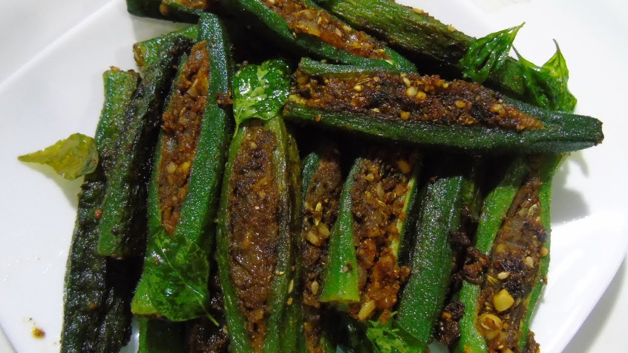 Okra Fry in Tamil - Stuffed Lady's Finger Fry Recipe - Stuffed Bhindi - Stuffed Vendakkai Recipe
