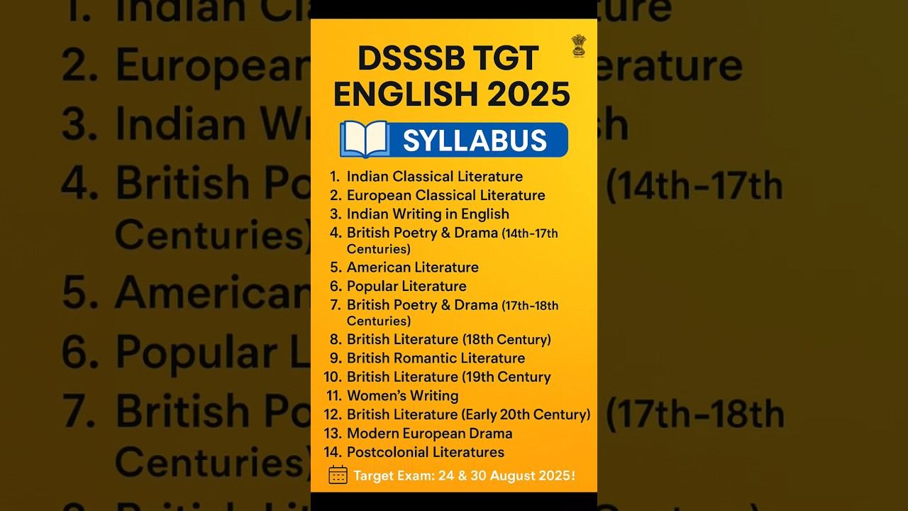 DSSSB TGT English 2025 Syllabus 🔥 | 14 Units in 60 Seconds | Crash Course Start Now!