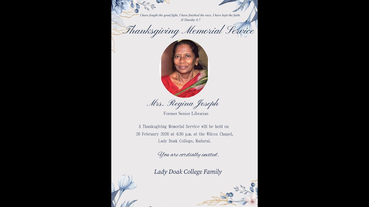 Mrs. Regina Joseph Thanksgiving Memorial Service 26 February 2026