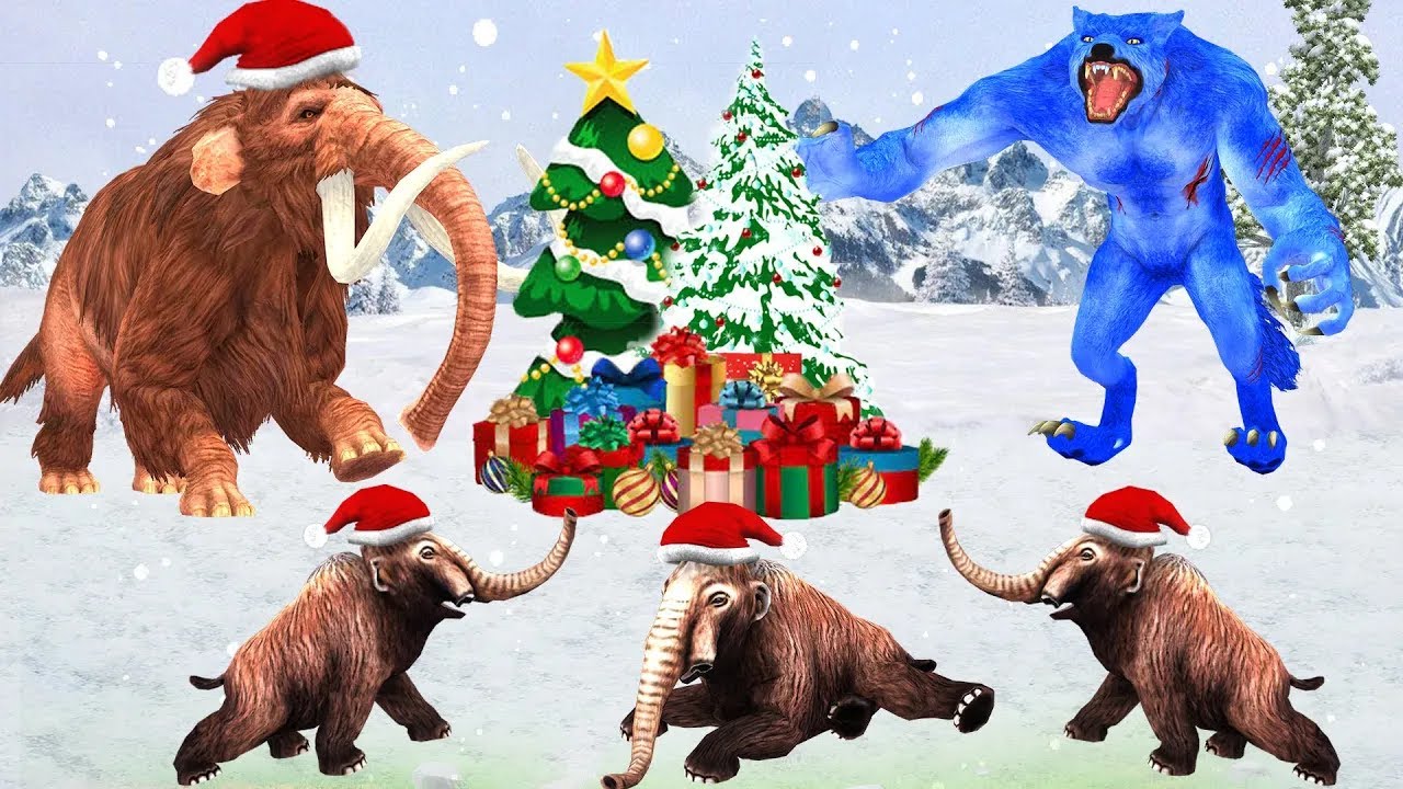 Giant Wolf Vs Woolly Mammoth Save Baby Mammoth Attacked by Zombie Wolf | Ice Age Mammoth Christmas