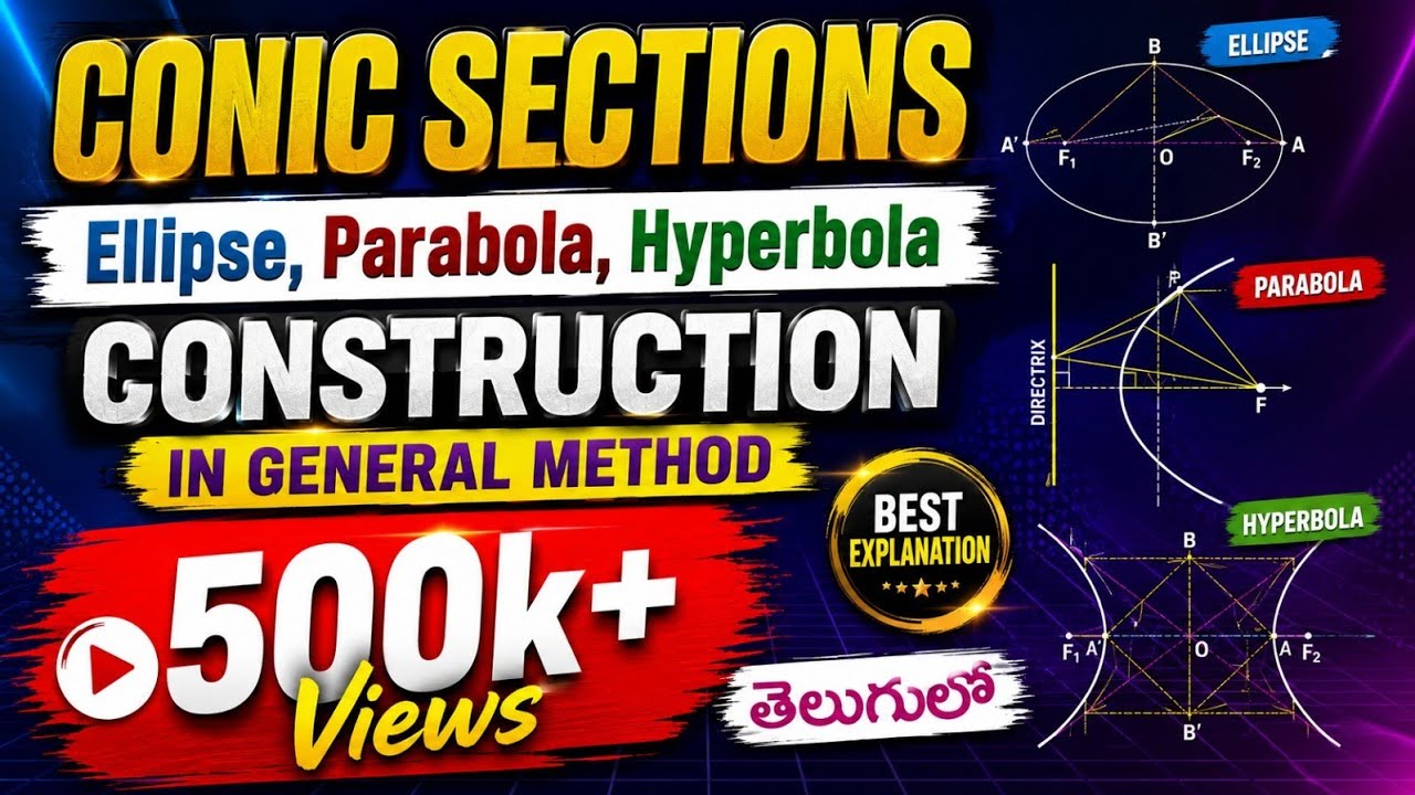 Construction of Ellipse, Parabola & Hyperbola by General Method| by Subhodaya