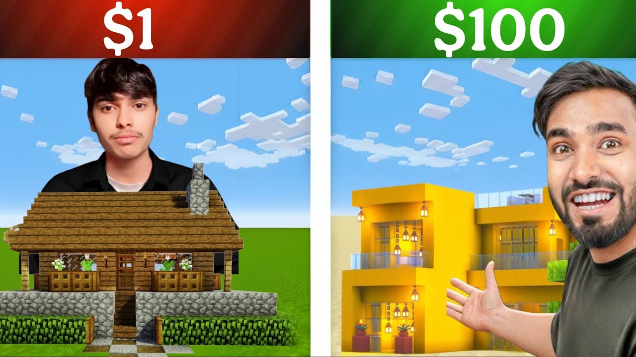 $1 VS $100 HOUSE BUILDING 🤯CHALLENGE IN MINECRAFT || MINECRAFT GAME ||  MINECRAFT HOUSE BUILDING || 