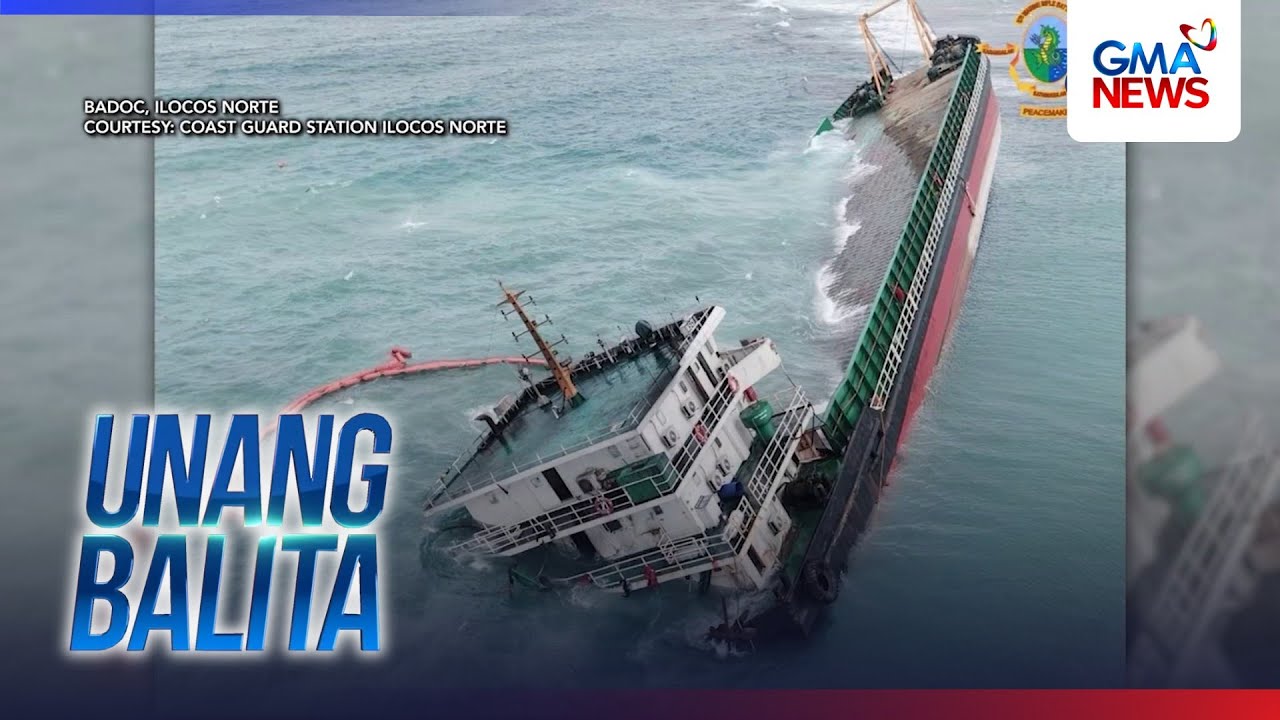 Cargo vessel, sumadsad sa baybayin; nagdulot ng oil spill | Unang Balita