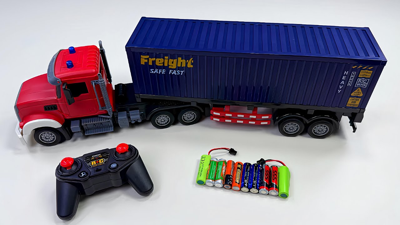 Unboxing RC Transport Container Truck, Lion Dance Boy, RC Police car,EV 3D Tank