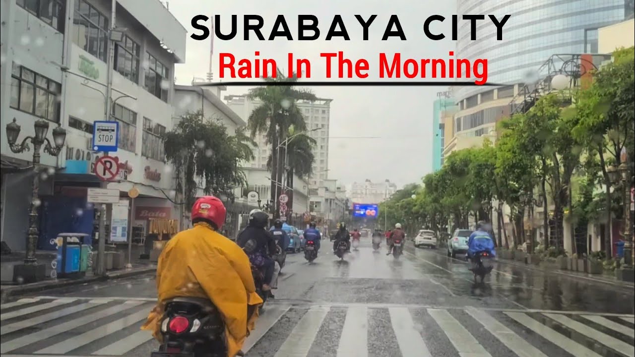 Driving Around The City Of Surabaya In The Morning And It's Raining