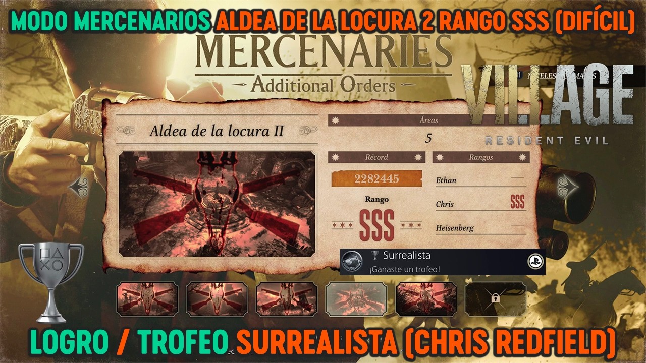 Resident Evil 8 Village - MERCENARIOS : ALDEA DE LA LOCURA 2 RANGO SSS (Difícil) Trofeo Surrealista