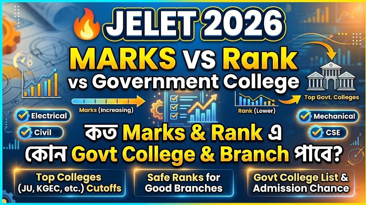 🔥JELET 2026 MARKS VS Rank vs Government College | কত Marks & Rank এ কোন Govt College & Branch পাবে?