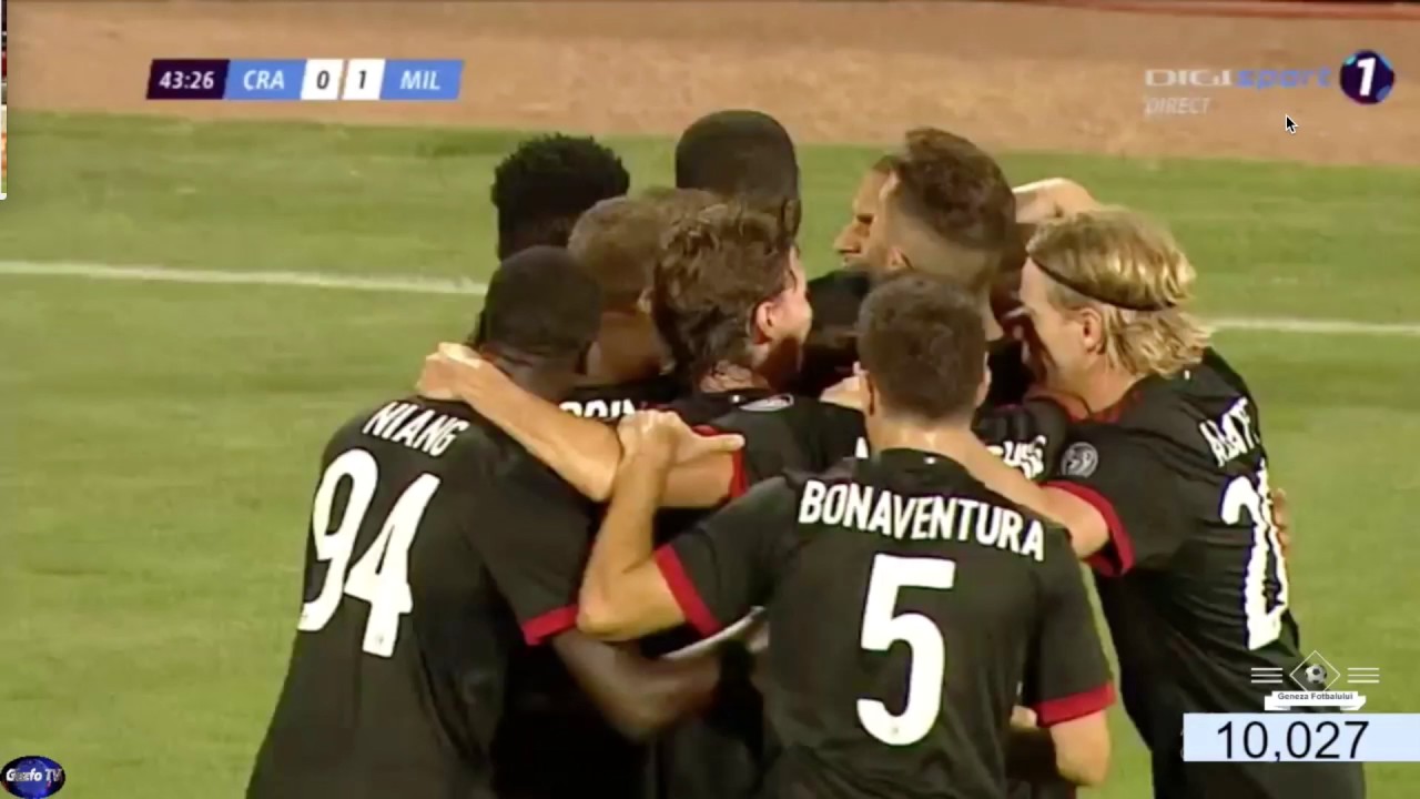 Ricardo Rodriguez first gol with milan vs Craiova