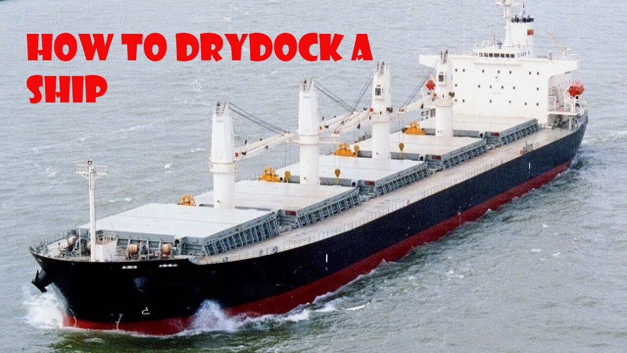 Entering a cargo ship to the dry dock outsude view # timelapse