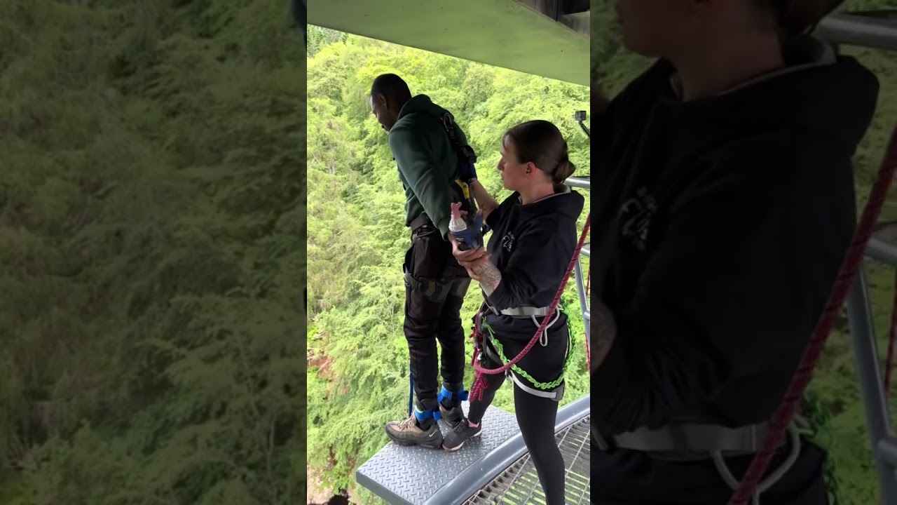 He wouldn't let go of her arm!!! 😱 #highlandfling #bungeejump #adrenaline #scotlandtravel #short