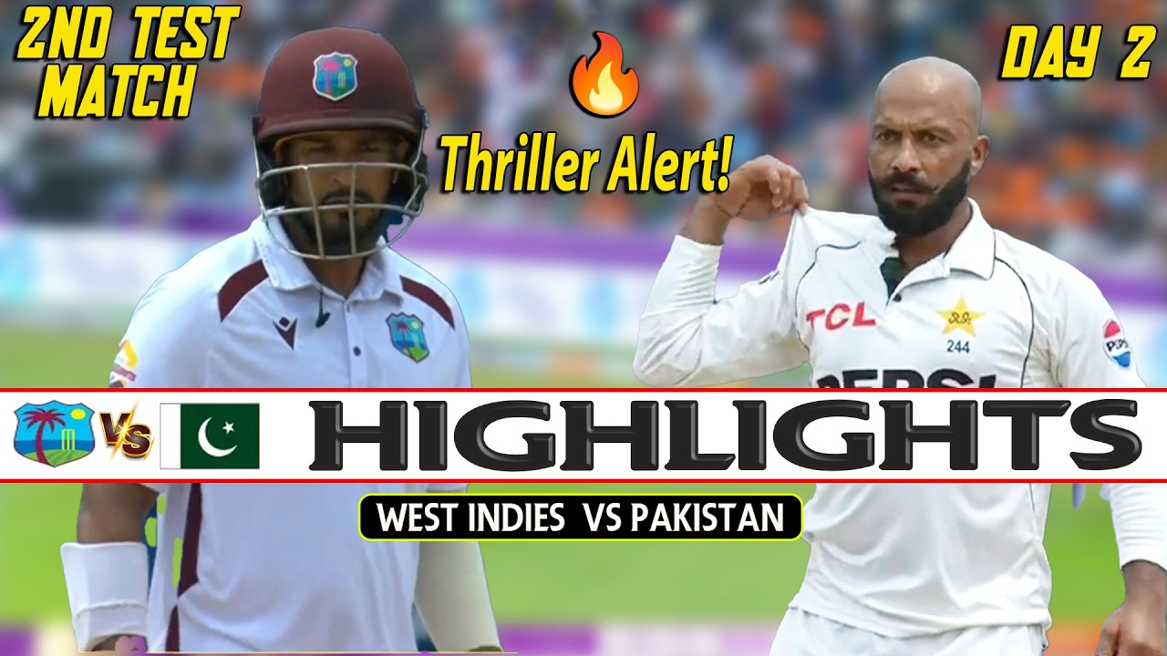 Pakistan vs West Indies 2nd Test Day 2 Highlights | PAK vs WI | Today Match Highlights 2026