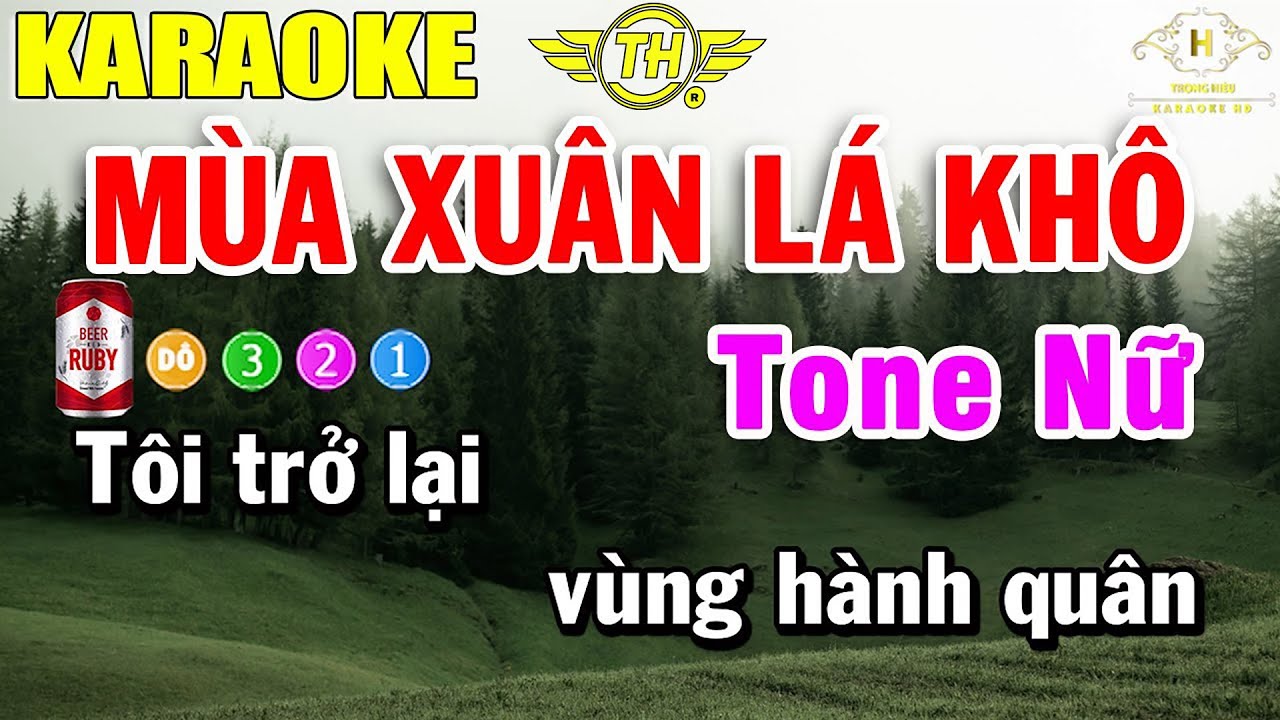 Mùa Xuân Lá Khô Karaoke Tone Nữ Nhạc Sống | Trọng Hiếu
