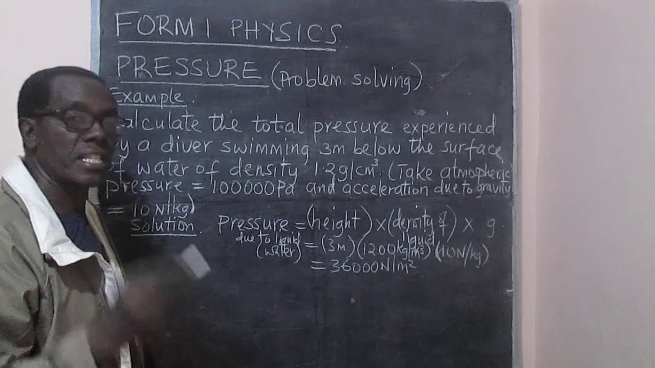 FORM ONE PHYSICS: Worked example on total pressure experienced by a diver