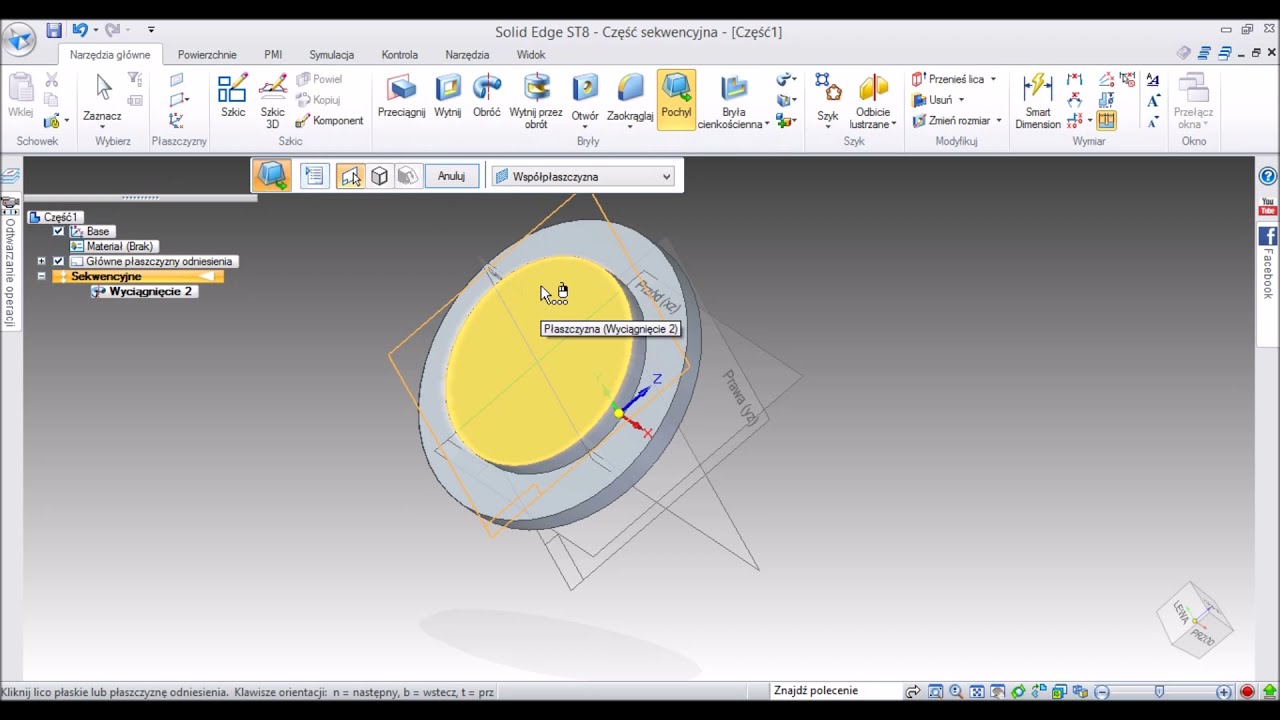 6.Jak projektować w programie Solid Edge?-funkcje ''Wytnij przez obrót
