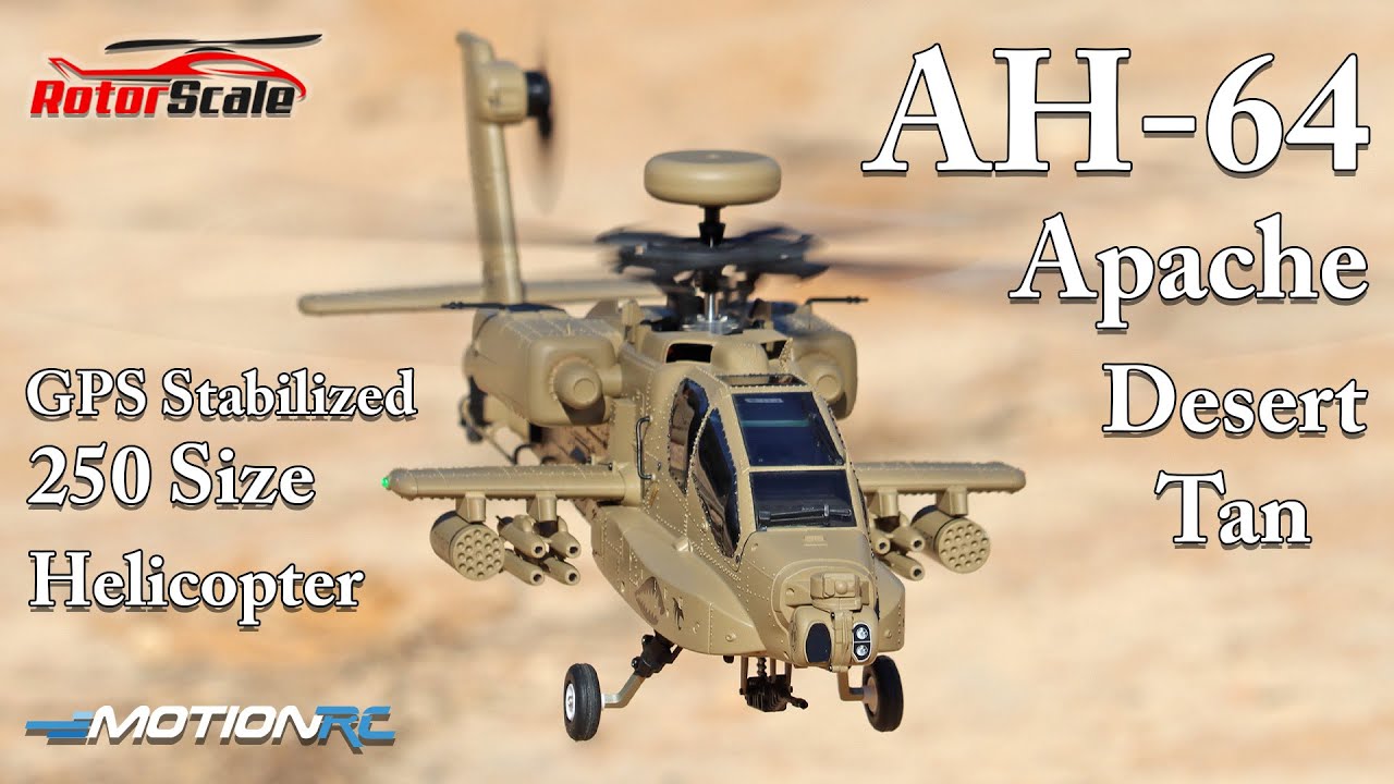 Абсолютно новый, стабилизированный по GPS, радиоуправляемый вертолёт RotorScale AH-64 Apache Dese...