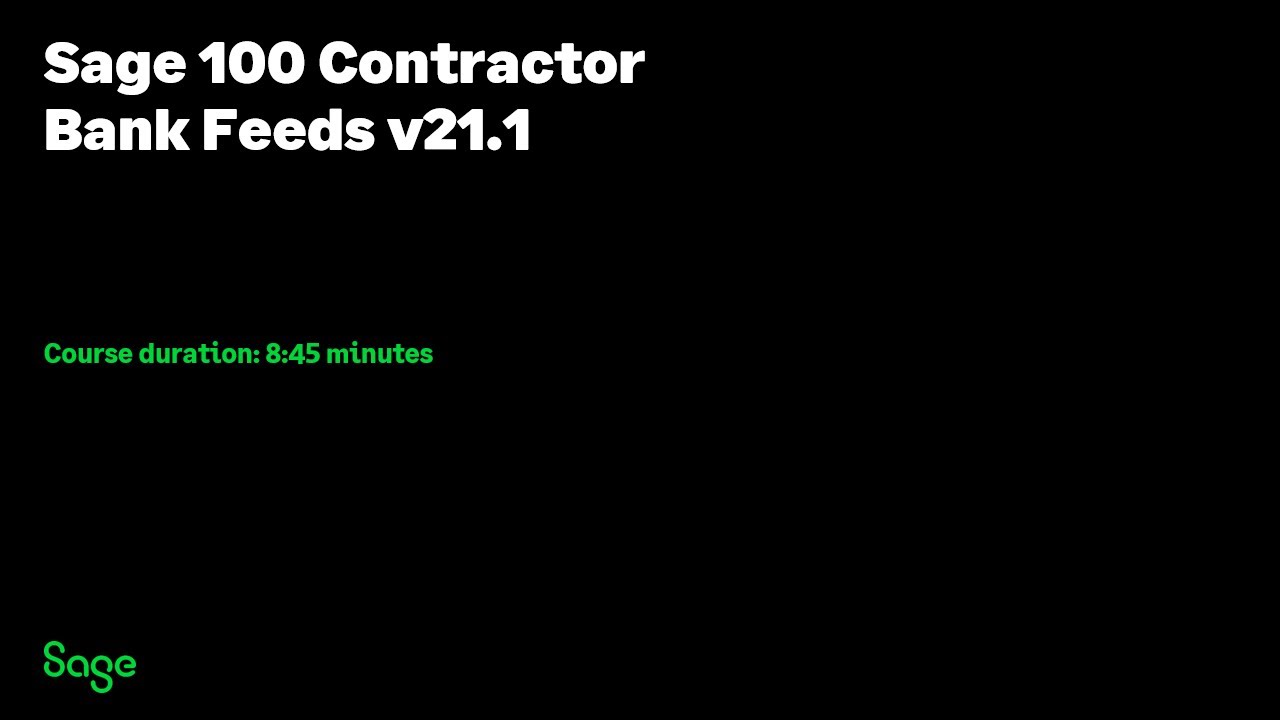 Sage 100 Contractor - Bank Feeds v21.1