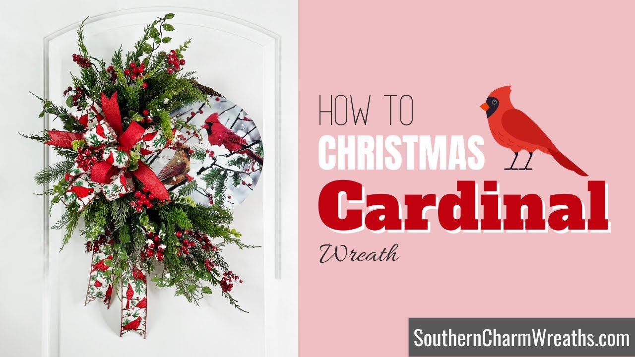 How to Assemble a Traditional Christmas Cardinal Wreath with 2 Ribbon Bow