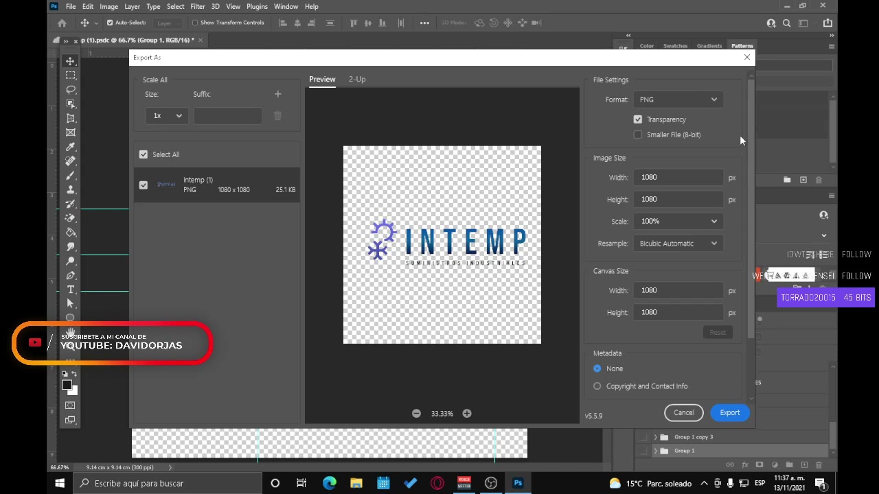 C&oacute;mo exportar PNG sin fondo en Photoshop 2023 | TUTORIAL