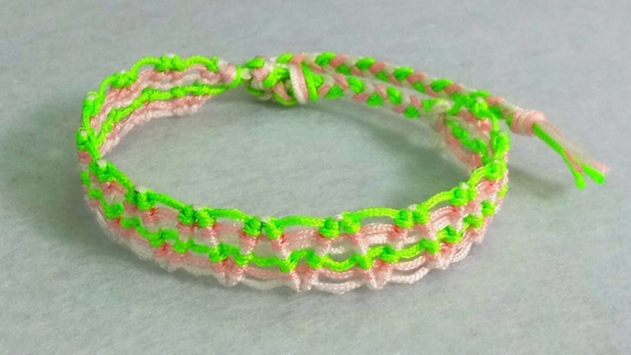 Three Colors Macrame Bracelet Using Basic Knot / Friendship Bracelet Tutorial
