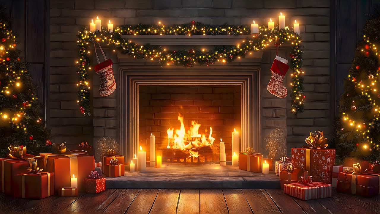 Immersing in the Warm Christmas Atmosphere 🎄 Fireplace Crackling Sounds | Christmas Wonderland 2025