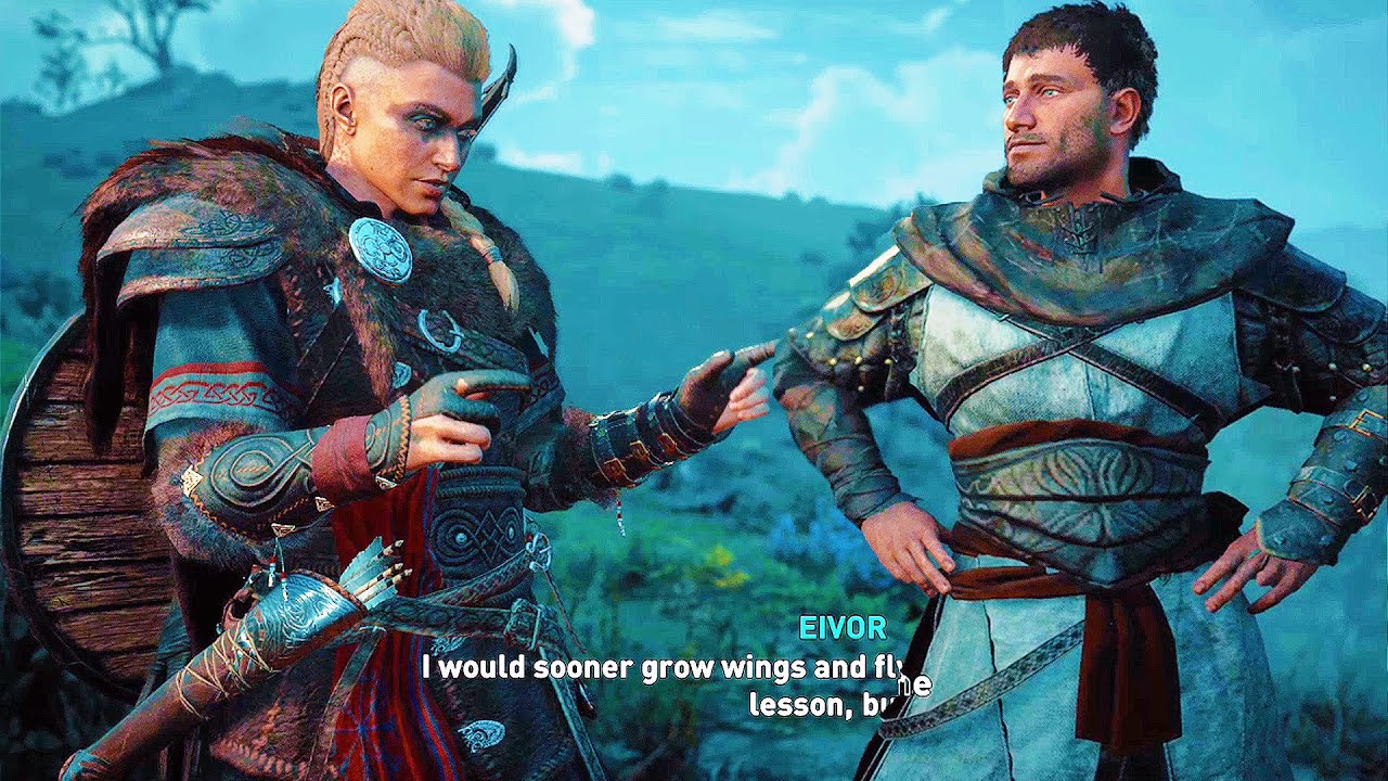 Assassin Teaches Eivor The Leap of Faith Jump - Assassin's Creed Valhalla