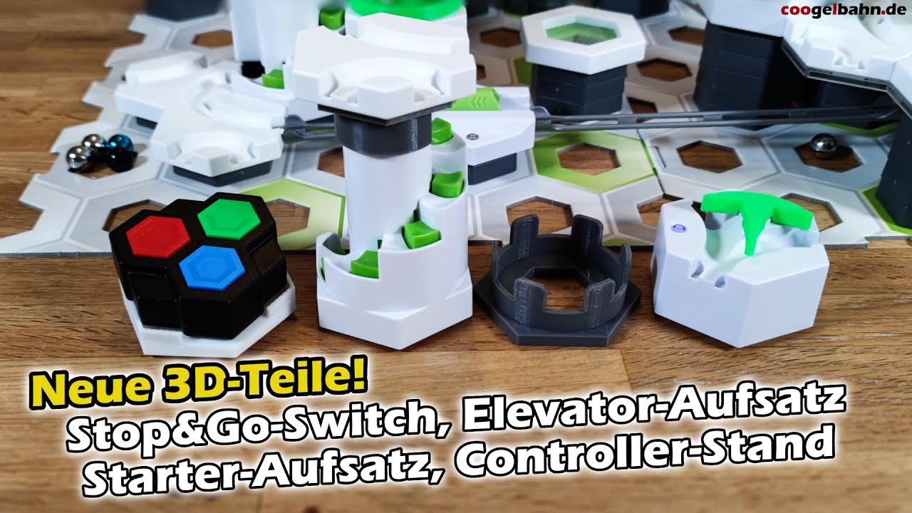 Neue 3D-Druck-AddOns für GraviTrax Power: Stop&Go-Switch ➕ Elevator-Aufsatz ➕ Starter-Aufsatz