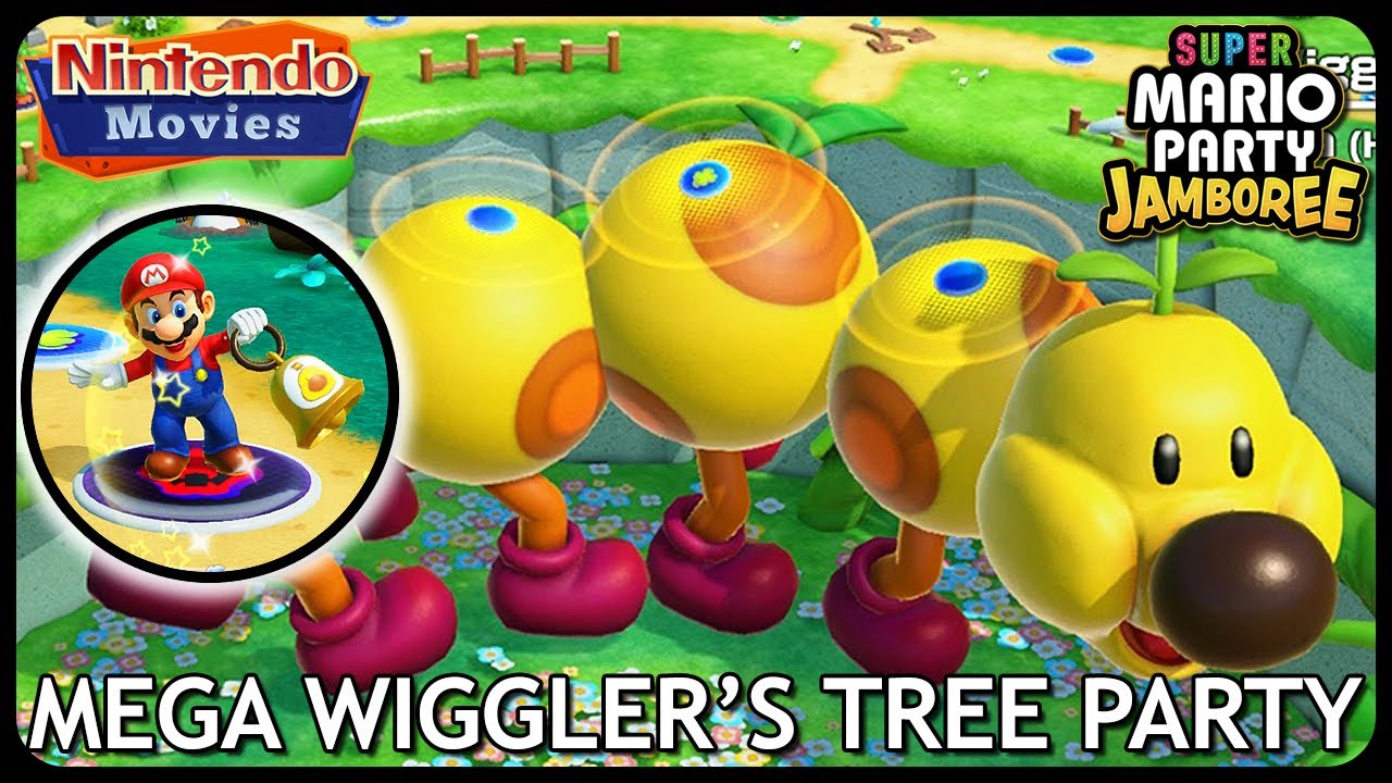 Super Mario Party Jamboree - Mega Wiggler's Tree Party (3 players, Mario vs Yoshi vs Toad vs Spike)
