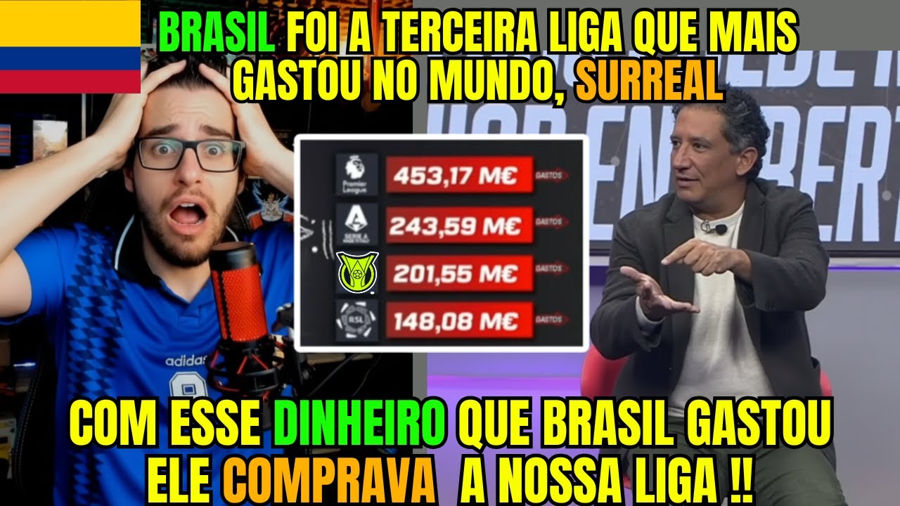 TV COLOMBIANA ASSUSTADA COM BRASIL SAINDO NA LISTA DAS LIGAS QUE MAIS GASTARAM NO MUNDO!!!
