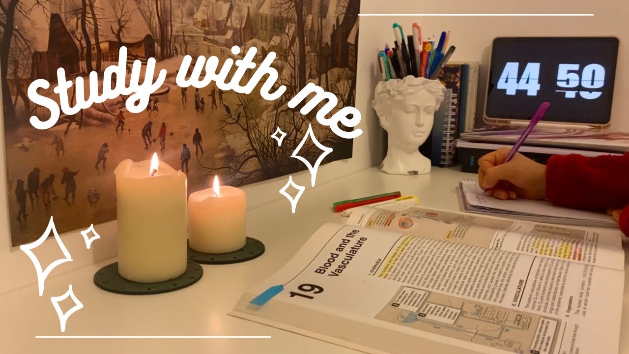 Benimle 1 saat ders çalış! Mum ışığı, kronometreli🕯 Study with me 1 hr, no music📚Dark academia ✍🏻